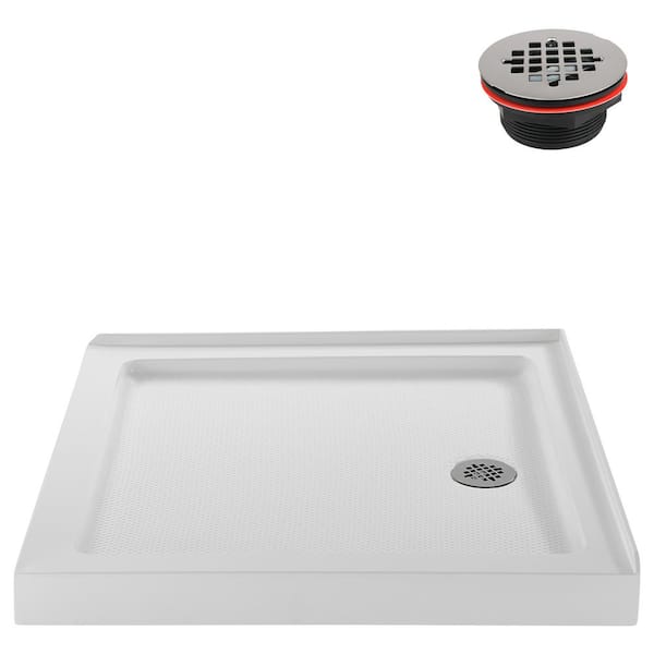Streamline 36 in. L x 36 in. W Corner Acrylic Shower Pan Base, Glossy White with Right Hand Drain, Drain Included