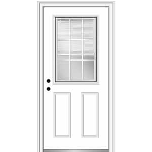 34 in. x 80 in. Internal Blinds/Grilles Right-Hand 1/2 Lite 2-Panel Clear Primed Fiberglass Smooth Prehung Front Door