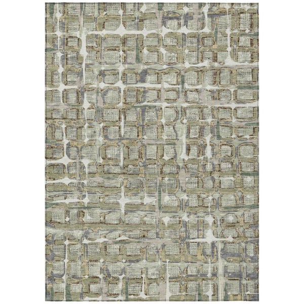 Chantille Machine Washable Indoor/Outdoor Abstract ACN2762 Celery 9 ft. x 12 ft. Area Rug