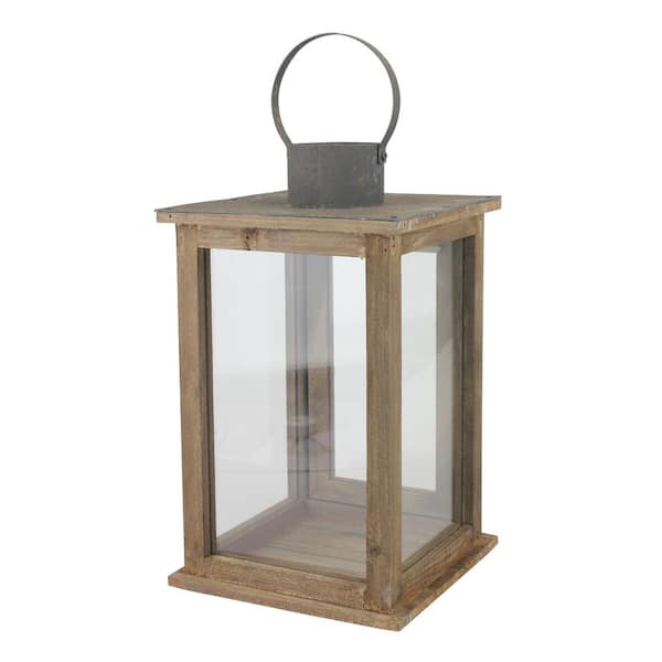 Stonebriar Collection Brown Rustic Candle Hurricane Lantern SB-5174C - The  Home Depot