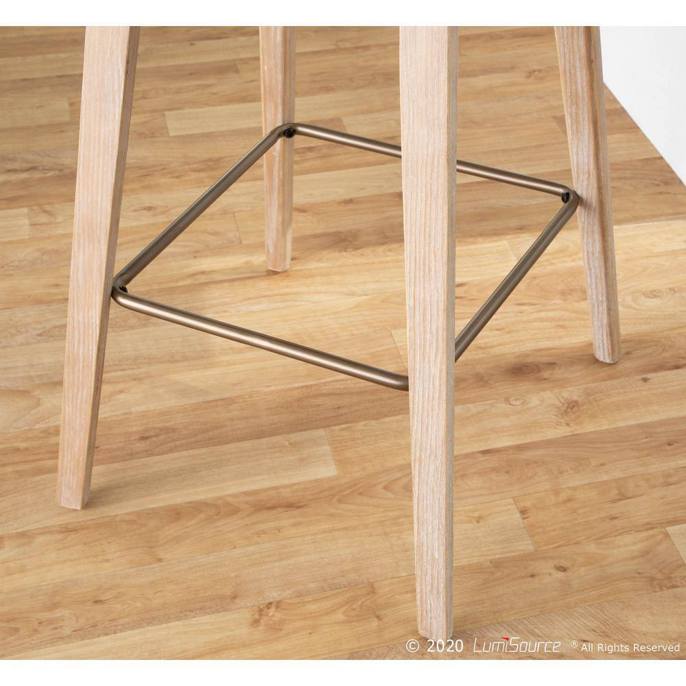 Beige Transitional Wood and Metal Swivel Counter Stool