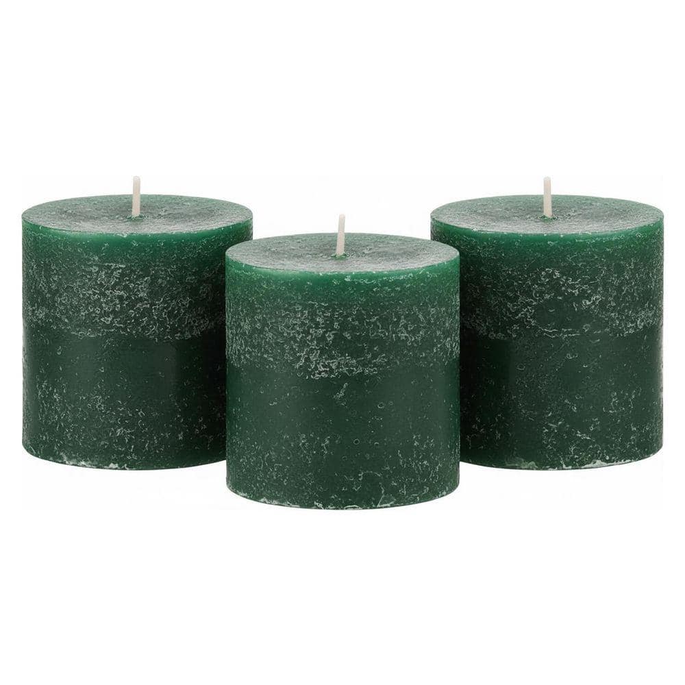 Green Unscented Smokeless Dripless Soy Wax Single Wick Pillar
