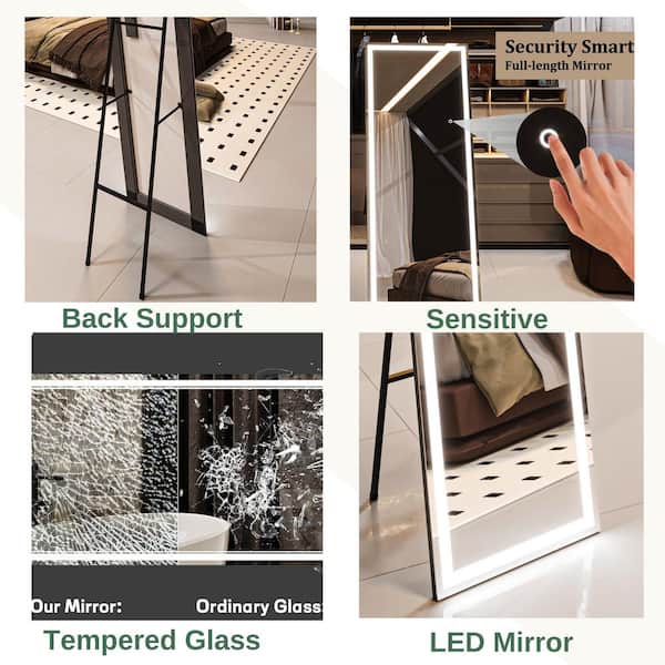 32 in. W x 79 in. H Rectangle LED Full Length Mirror with Lights Large Floor Mirror Stand Up Dress Mirror