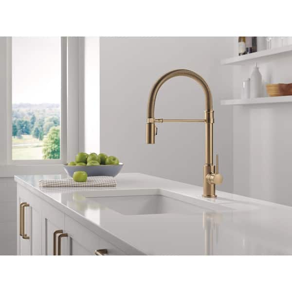 Delta Trinsic Spring Spout Gold Champagne Bronze 19.63 in. H Pull