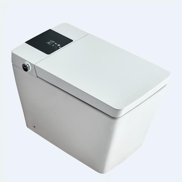 1.27 GPF Auto Open Close Lid Elongated Smart Bidet Toilet in Glossy White with Heated Seat Remote Control