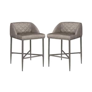 Phoenix 25.75 in. Pewter Non-Swivel Counter Stool (Set of 2)