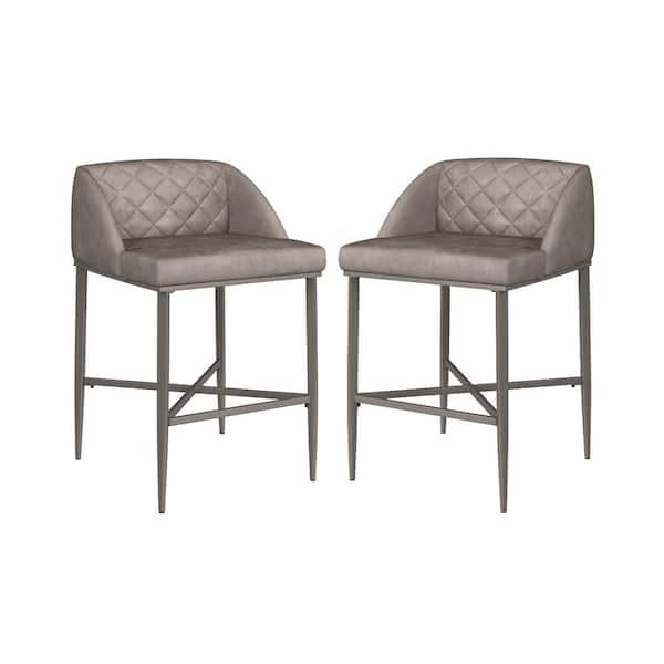 Hillsdale Furniture Phoenix 25.75 in. Pewter Non-Swivel Counter Stool (Set of 2)