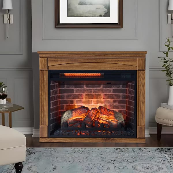 Hooure 28 in. Freestanding Electric Fireplace with Remote