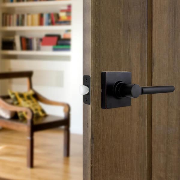 Tonebridge Aged Bronze Hall/Closet Door Lever with Square Rose (4-Pack)