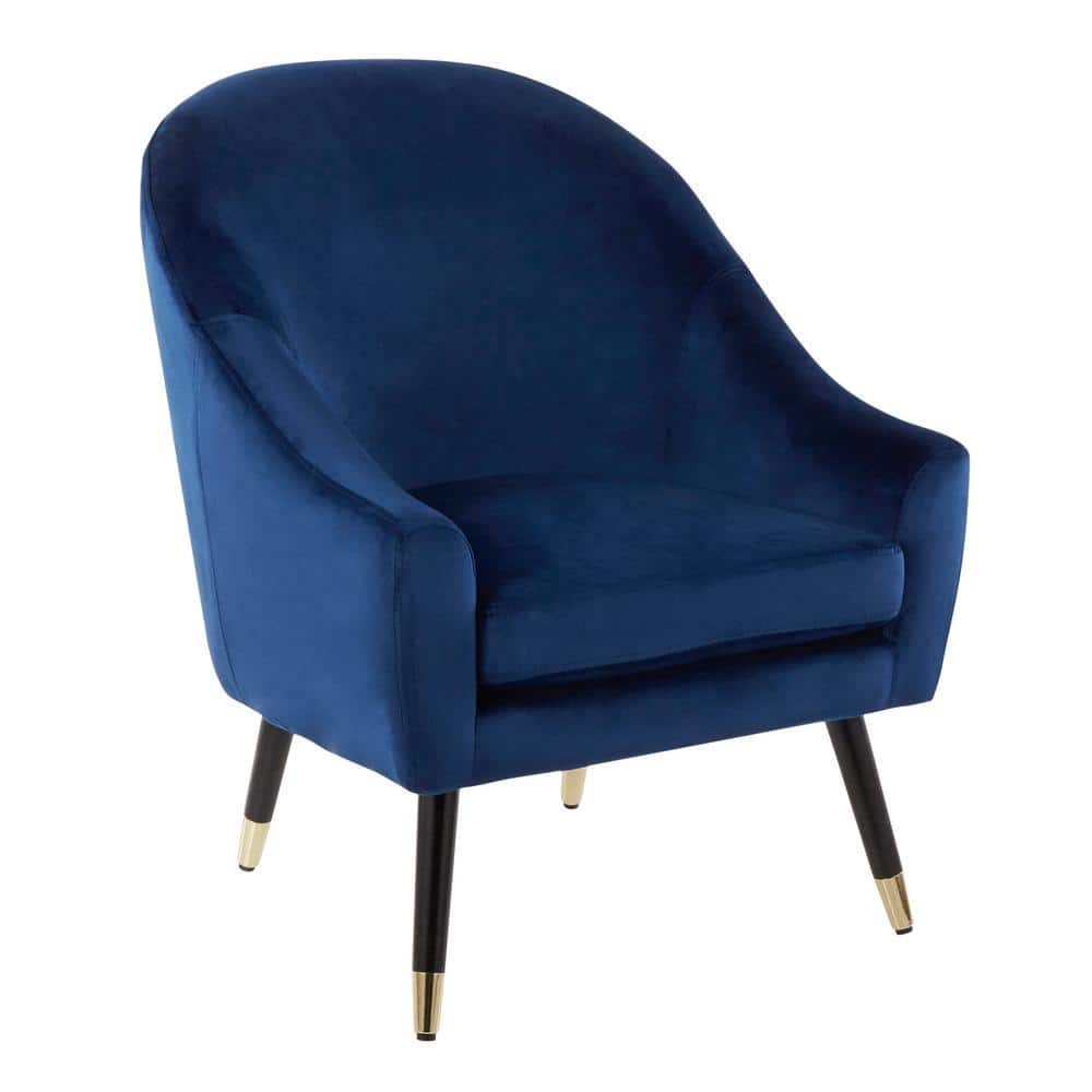 Lumisource Matisse Blue Velvet Accent Chair Chr Matse Bk Bu The Home Depot