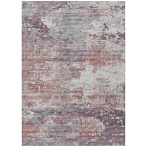 Accord Pink 8 ft. x 10 ft. Abstract Indoor/Outdoor Washable Area Rug
