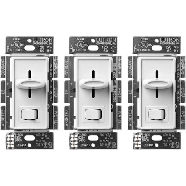 Lutron Skylark LED+ Dimmer Switch for Dimmable LED Bulbs, 150W LED/Single-Pole or 3-Way, White (SCL-153PR-3-WH) (3-Pack)