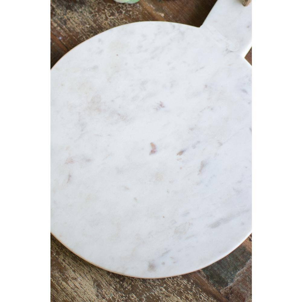Round White Marble Cutting Board with Jute Hanger