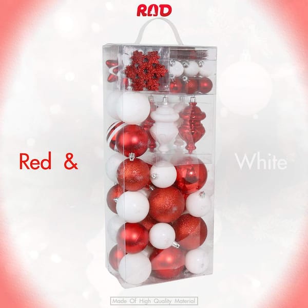 16 Red & White Snowflake Print Large Ornament Storage