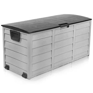 17 in. x 43 in. Large Plastic All-Weather UV Outdoor Patio Storage Deck Box in Grey
