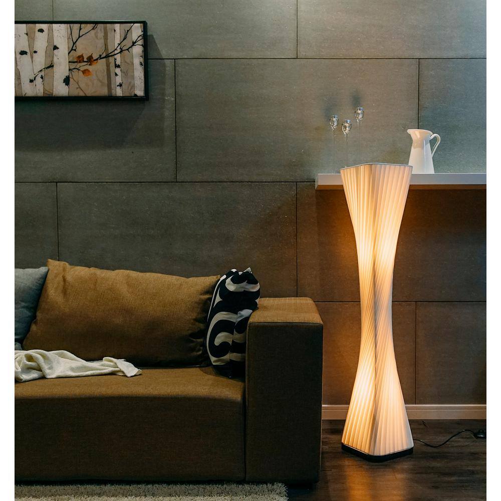 Ballerina 48" Modern Twist Black Floor Lamp with Polyethylene Shade