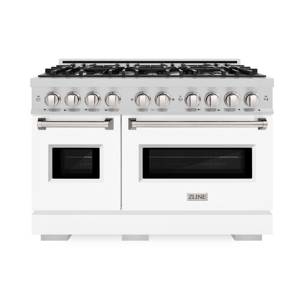 Classic 48 in. 8-Burner Gas Range with Double Oven in Stainless Steel and Matte White Door price history on PriceWatchPro