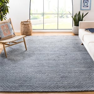 Abstract Blue 8 ft. x 10 ft. Striped Diamonds Area Rug