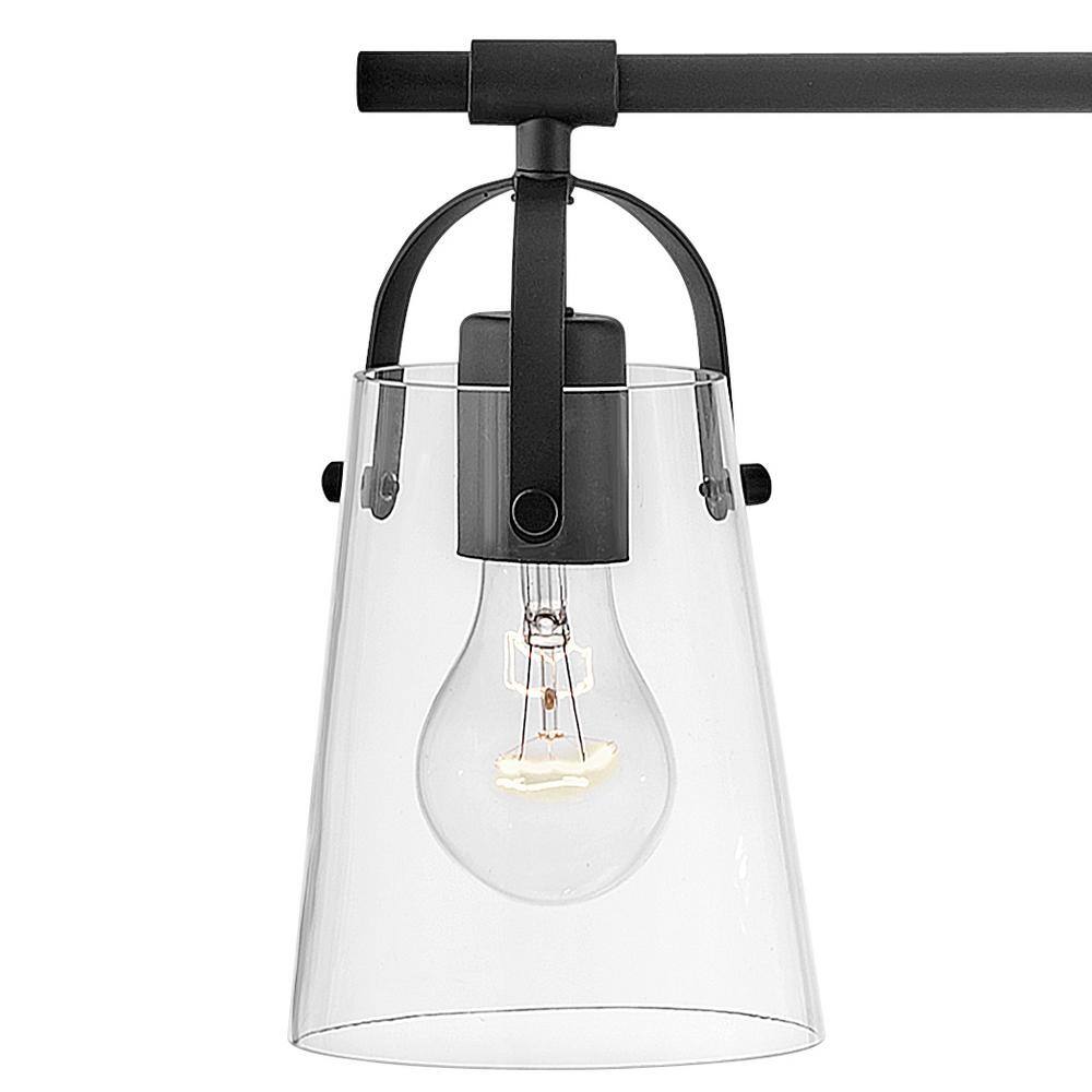 Foster Black and Clear Glass 3-Light Vanity Fixture