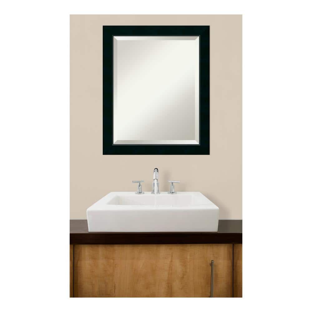 Corvino Black Beveled Wood Bathroom Vanity Mirror