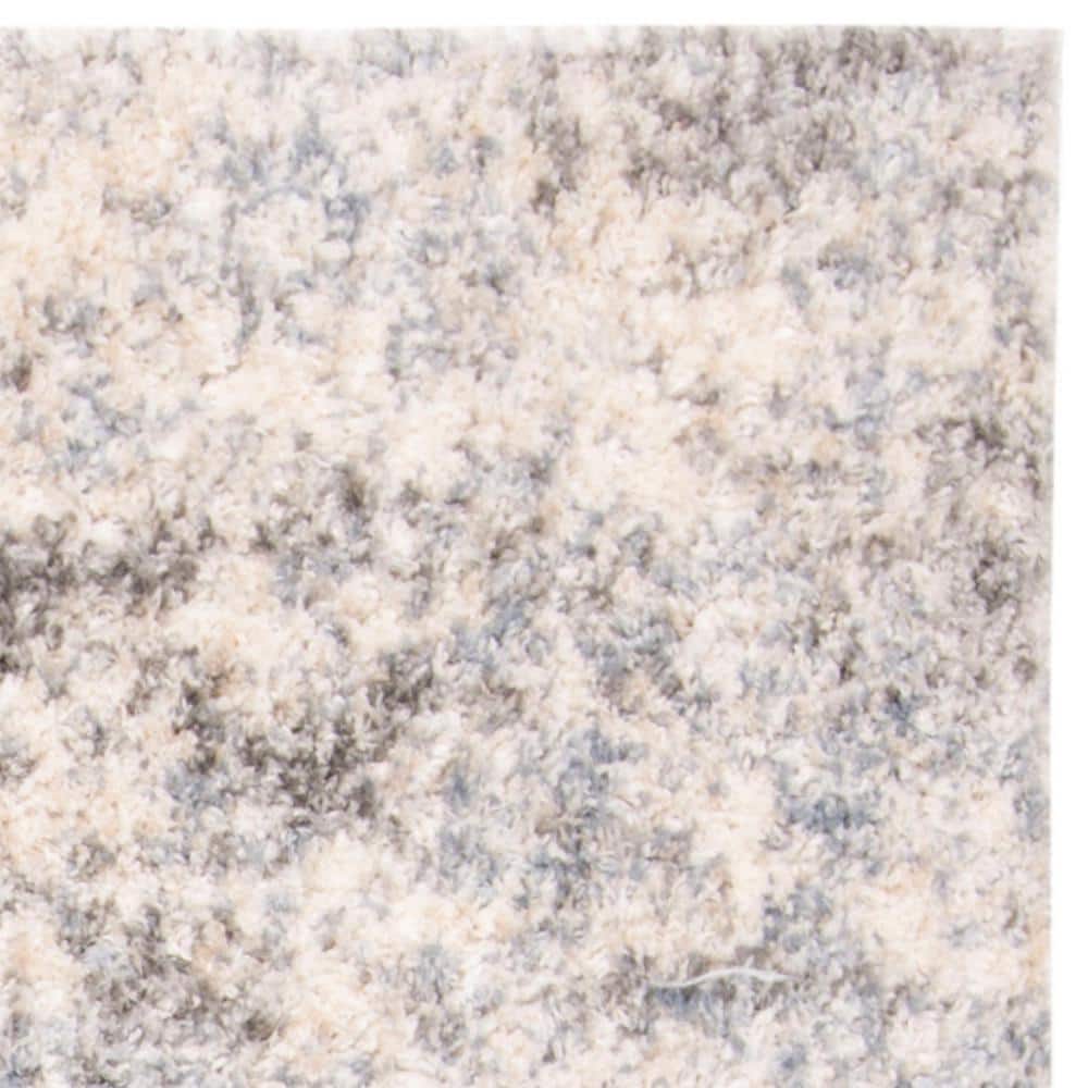 Berber Shag 5'3" Square Grey and Cream Synthetic Area Rug