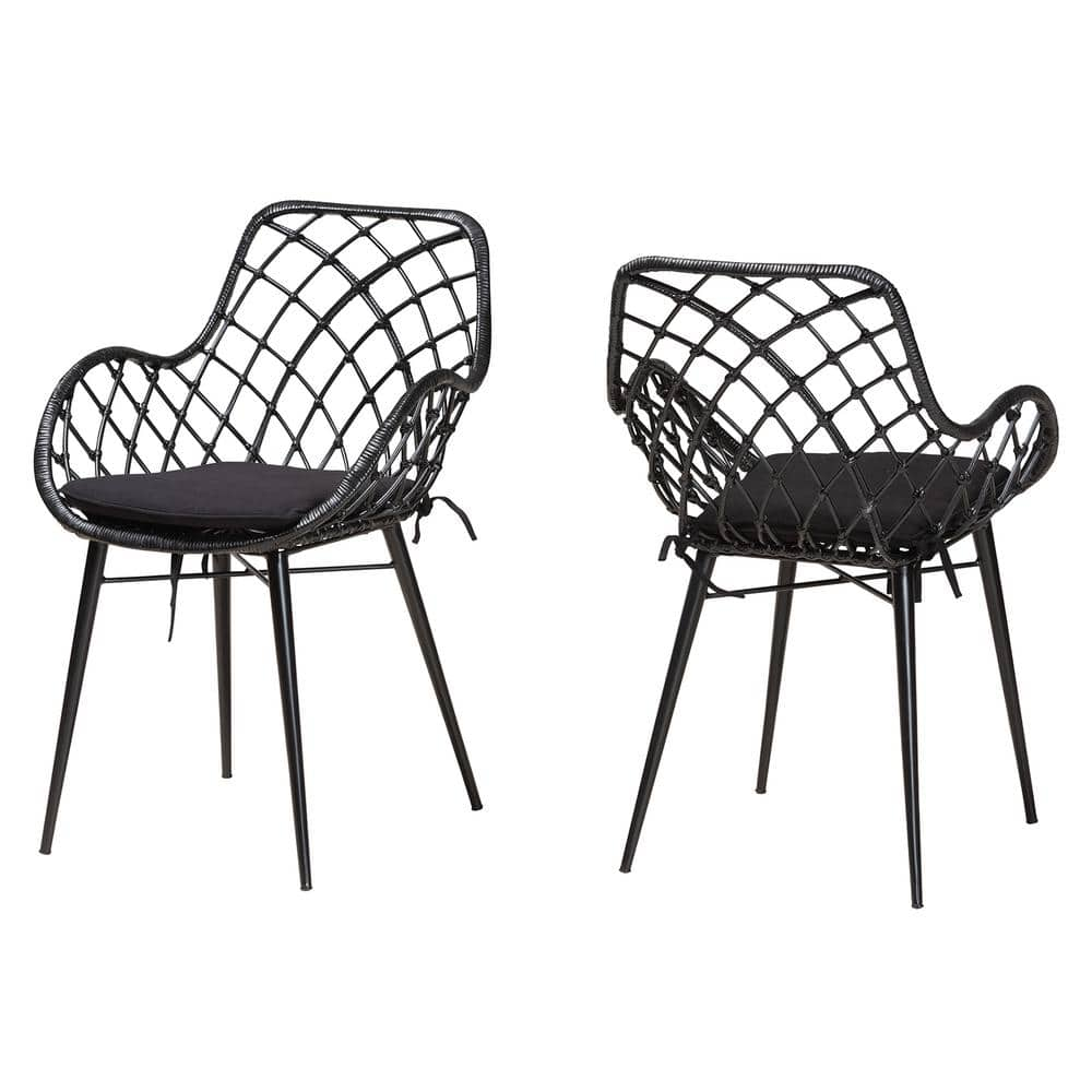 bali & pari Ballerina Black Rattan Dining Chair (Set of 2) 231-2P-12823 ...