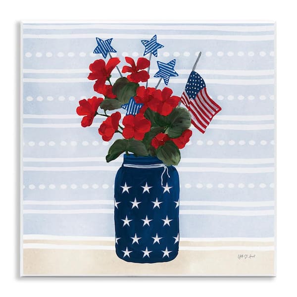 Stars and Stripes Bouquet by Yvette St. Amant Unframed Nature Graphic Art Print 12 in. x 12 in.