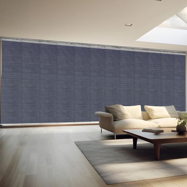 EMOH Midnight Blue 140 in. x 260 in. W x 94 in. L Adjustable 12Panel SatinNickel Double Rail Panel Track with 23.5 in. Slates
