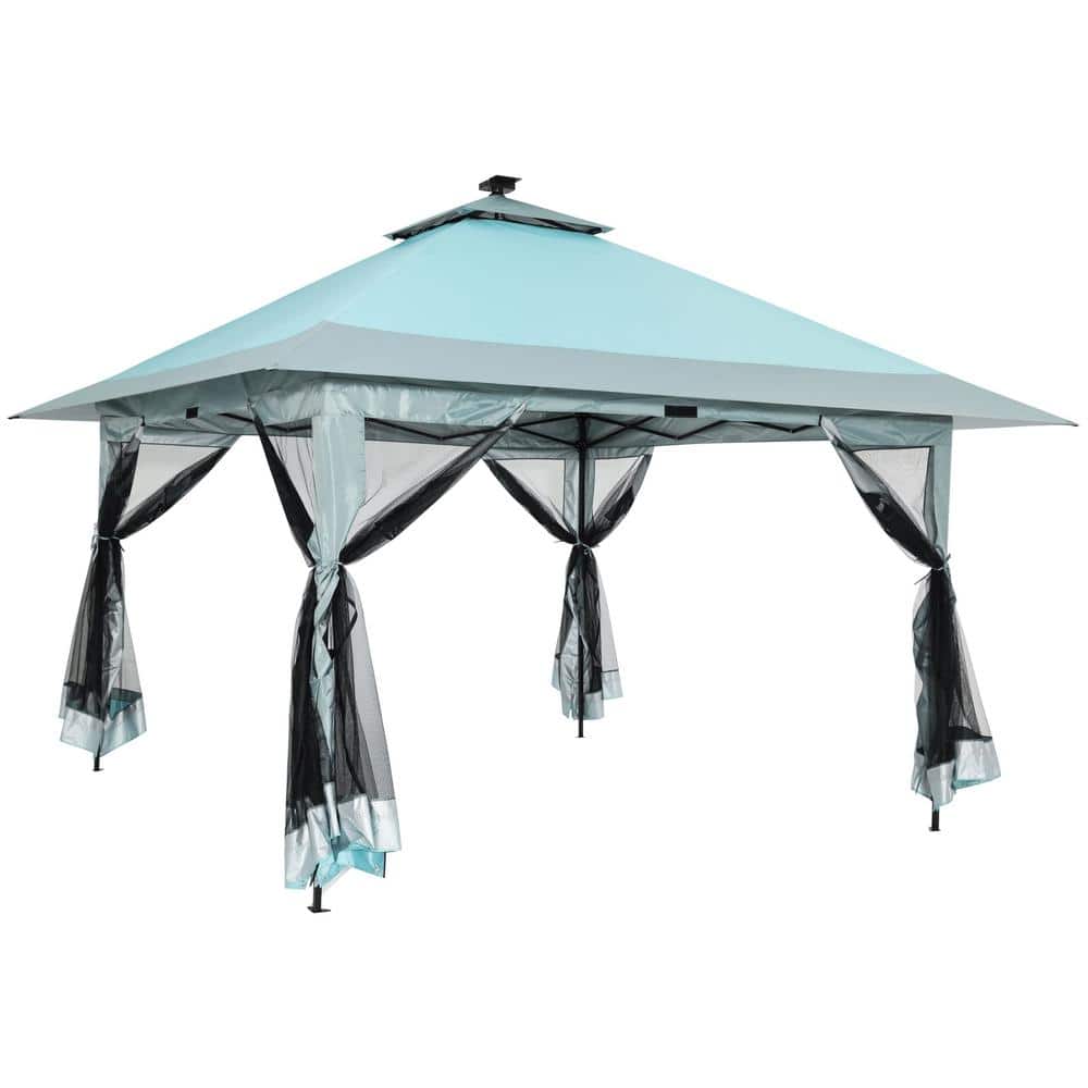 13 ft. x 13 ft. Outdoor Gazebo Canopy Tent Shelter with Solar LED Lights, Z
