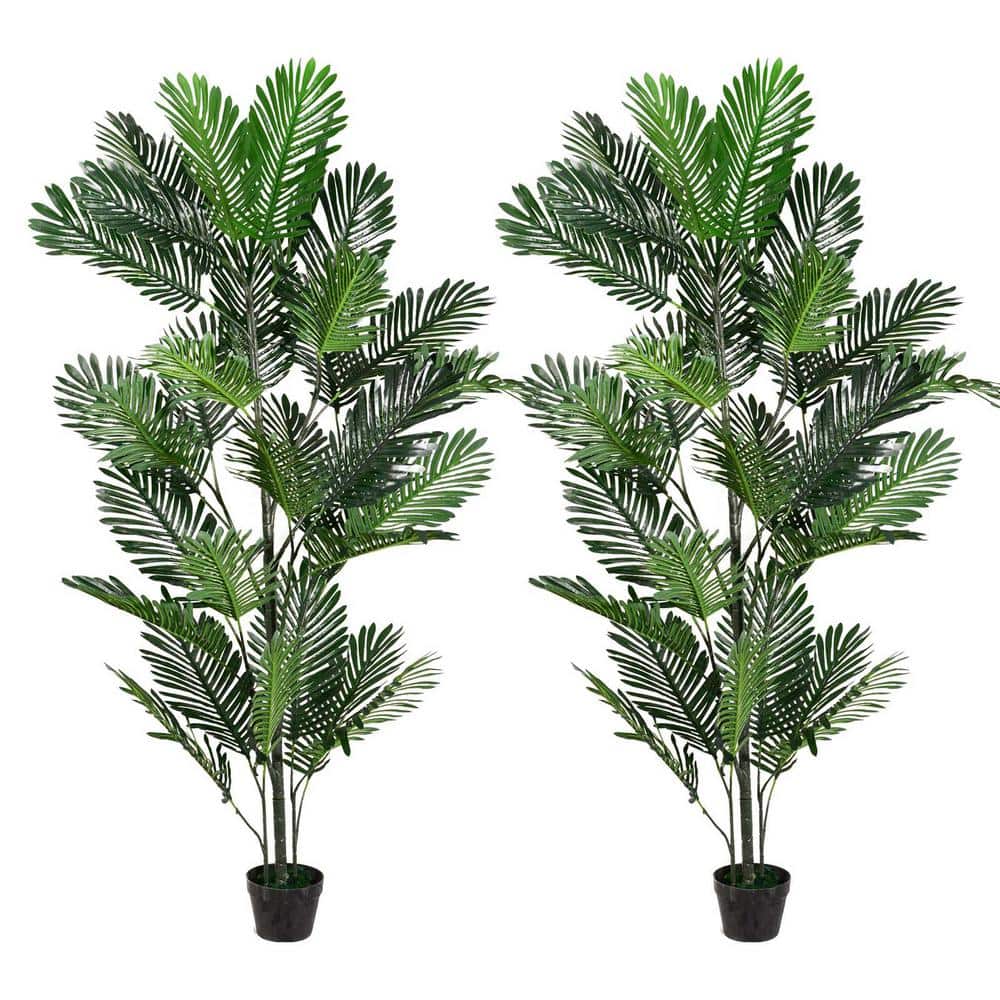 6 .89 ft. Large Artificial Plants Fake Palm Tree, Faux Palm Plants for Home