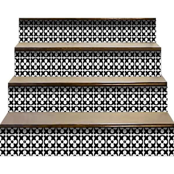 HomeRoots Black/White 6 in. x 6 in. Vinyl Peel and Stick Removable Tile Stickers (6 sq. ft./Pack)