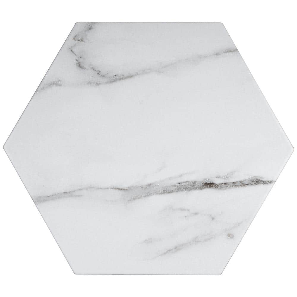 Elegance White Hexagon Porcelain Tile with Marble Look