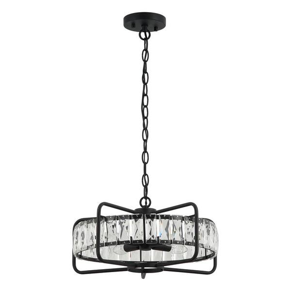 CH-101XL+ 6-arm 4-tiered Black & Brass Chandelier with crystal