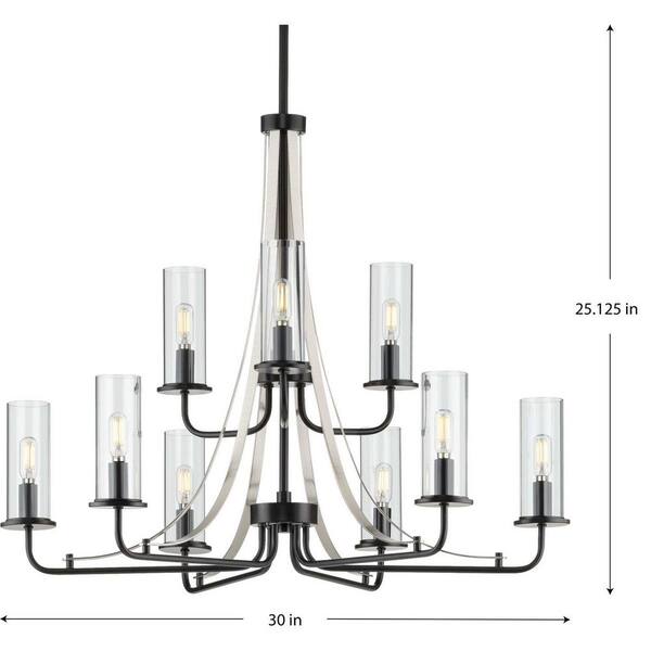 Progress Lighting Riley 9-Light Matte Black Traditional Chandelier