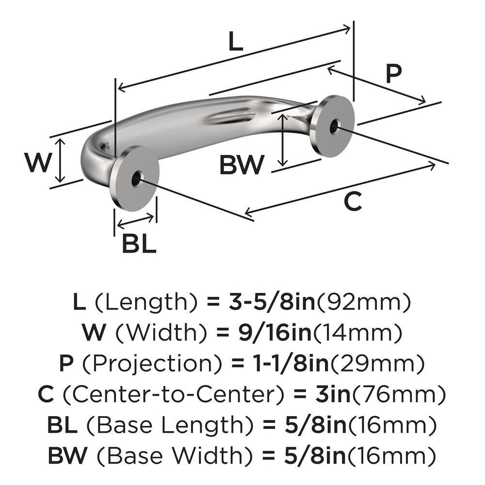 Polished Chrome 3-Inch Modern Cabinet Drawer Pull