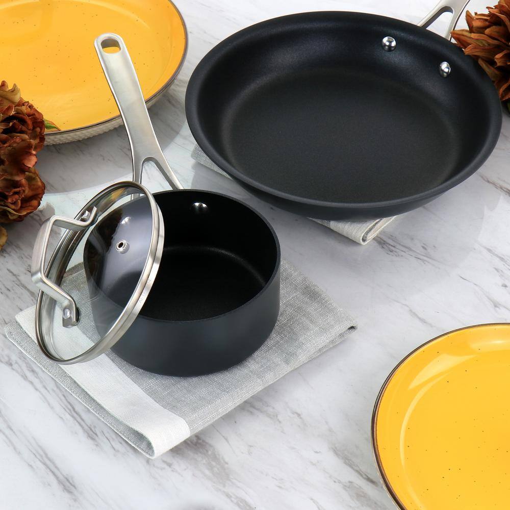 10 Piece Black Nonstick Aluminum Cookware Set
