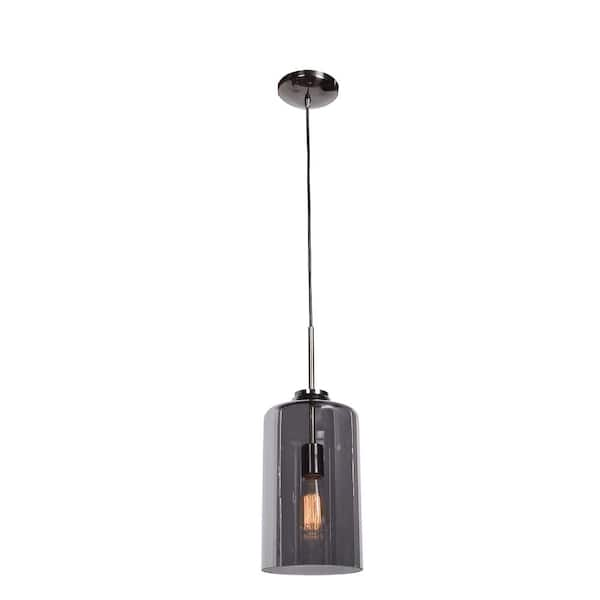 Access Lighting Simplicite 7 in. 1-Light Black Chrome Pendant with Mirror Glass Shade