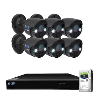 8-Channel 5MP 2TB NVR Security Camera System with 6 Wired Bullet Cameras 3.6 mm Fixed Lens 2-Way Audio, Spotlight