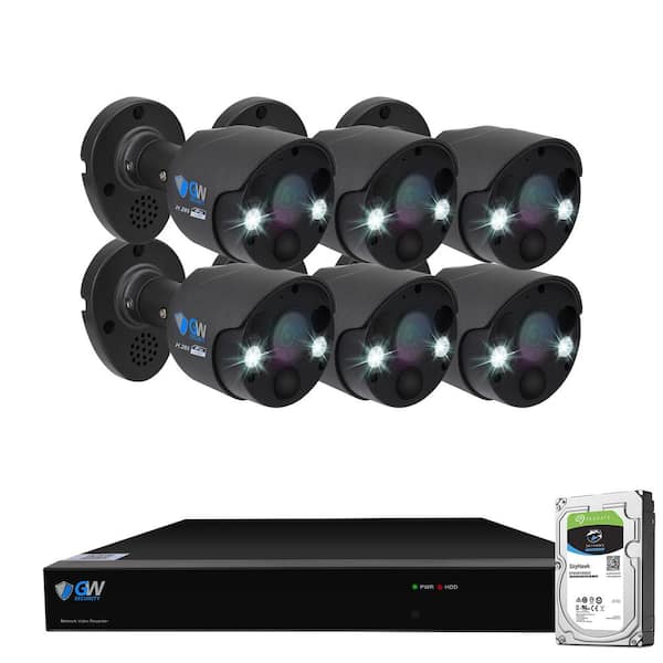 GW Security 8-Channel 5MP 2TB NVR Security Camera System with 6 Wired Bullet Cameras 3.6 mm Fixed Lens 2-Way Audio, Spotlight