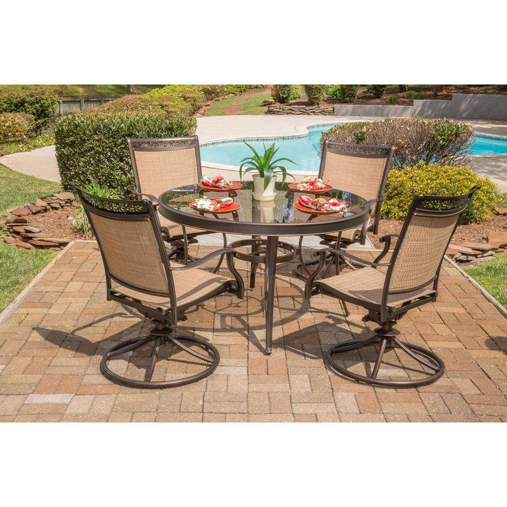 Fontana 5-Piece Tan and Glass Outdoor Dining Set