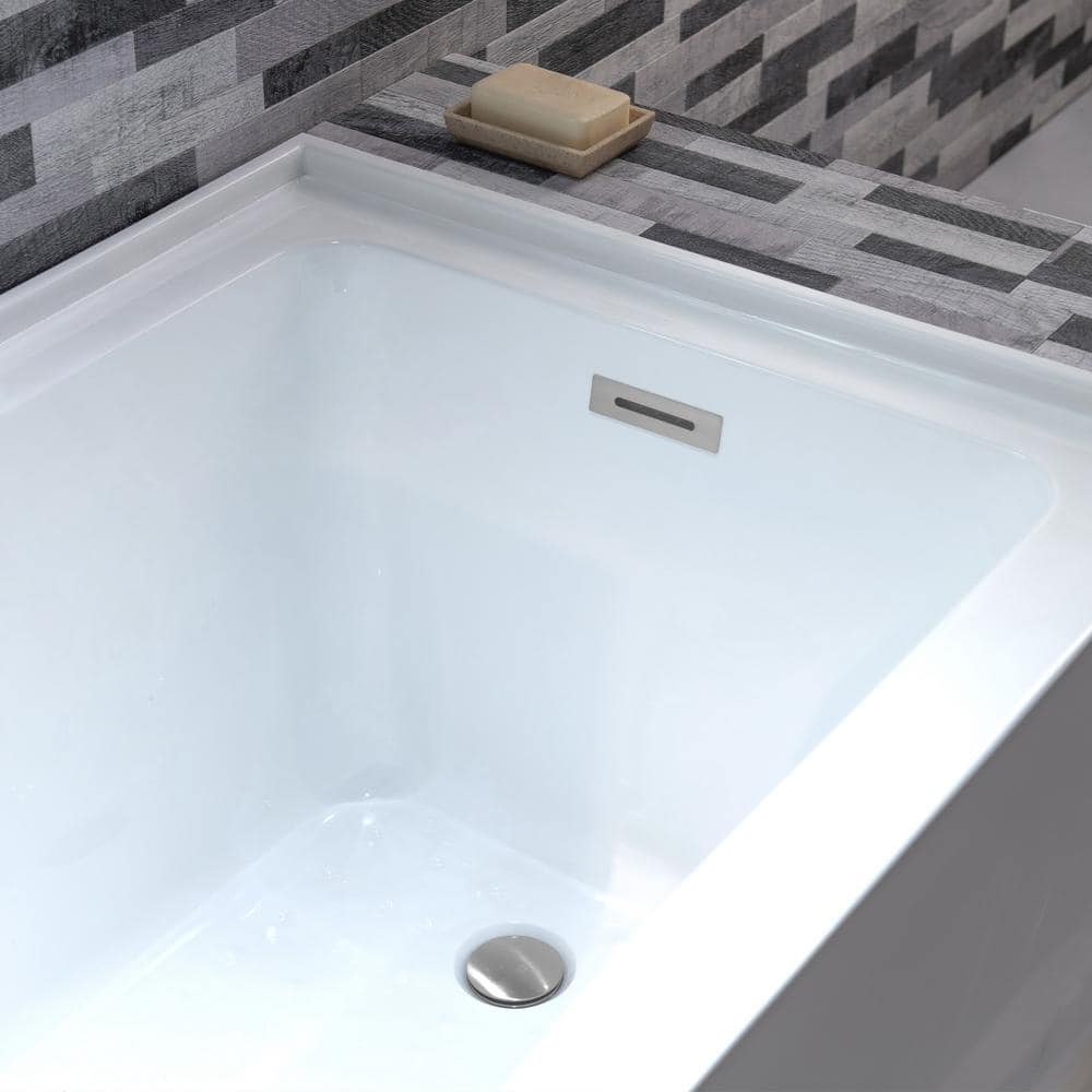 Vine 60'' x 30'' White Acrylic Alcove Soaking Bathtub