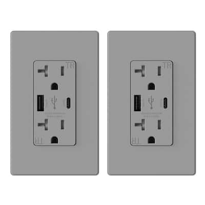 Gray Electrical Outlets Receptacles Wiring Devices Light Controls The Home Depot