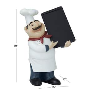 White Polystone Chef Sculpture with Chalkboard
