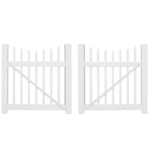 Stratford 8 ft. W x 3 ft. H White Vinyl Picket Fence Double Gate Kit