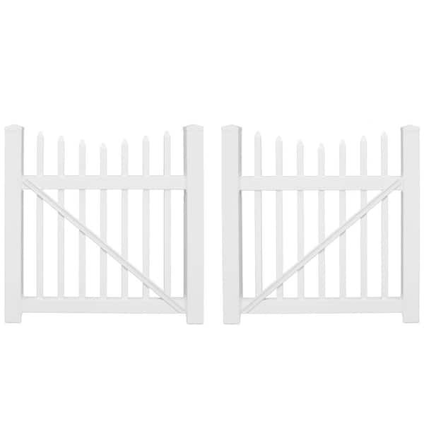 Weatherables Stratford 8 ft. W x 3 ft. H White Vinyl Picket Fence Double Gate Kit