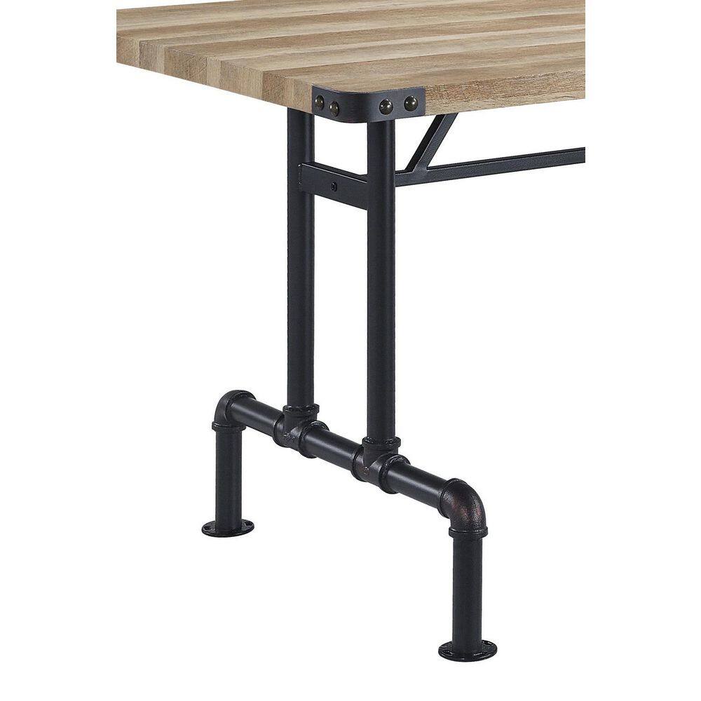 Edina 64" Oak and Sandy Black Industrial Dining Table