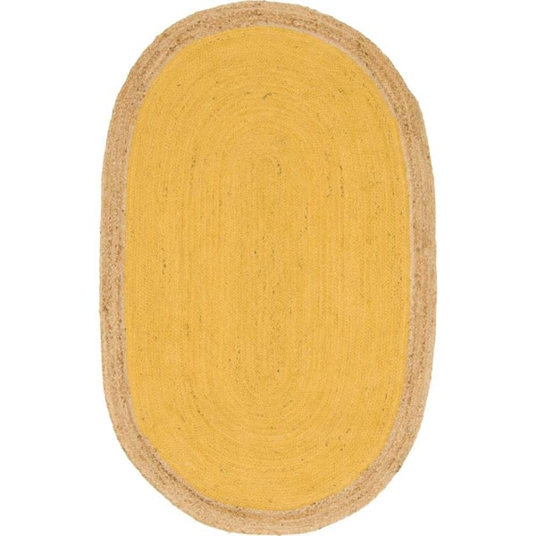 Braided Jute Goa Yellow 5' 1 x 8' 0 Area Rug