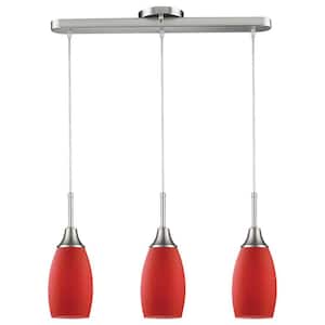 Peak Collection 3-Light Red and Nickel Pendant