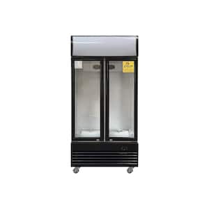 18 cu. ft. Commercial Slim Narrow Upright Display Refrigerator 2-Glass Door Beverage Cooler in Black