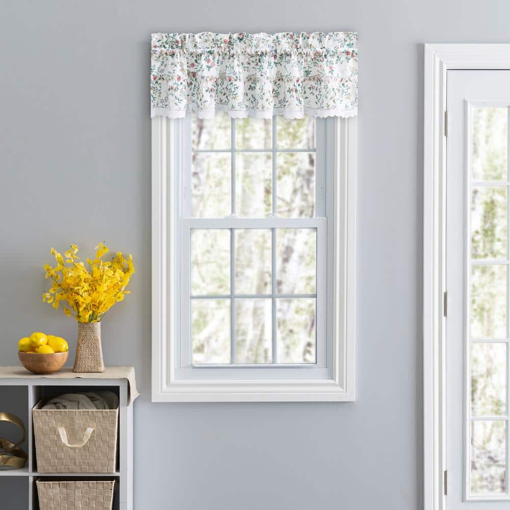 Ellis Country Floral White and Multicolor Rod Pocket Valance 52"x12"